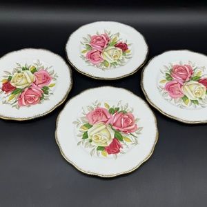 Queen Anne Lady Sylvia 6" Dessert Bread Plates(Set of 4) Bone China England
